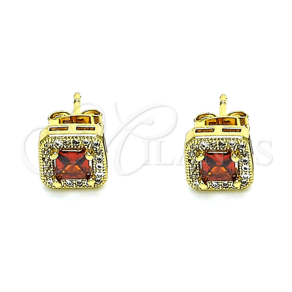 Gold Filled Ring — Stud Earring with Garnet Cubic Zirconia and White — alternate product view — SKU 146886 | Oro Laminado anillo — Stud Earring with Garnet Cubic Zirconia and blanco — SKU 146886