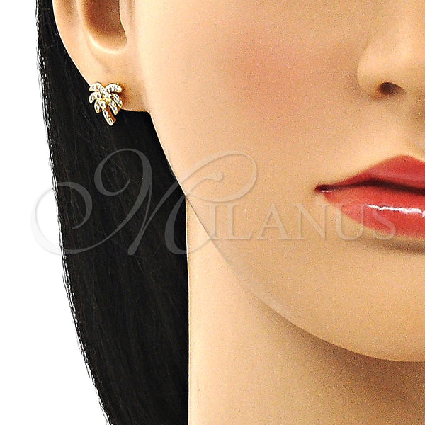 Gold Filled Ring — Stud Earring Tree Design with White Micro Pave — alternate product view — SKU 146896 | Oro Laminado anillo — Stud Earring Tree diseño with blanco Micro Pave — SKU 146896