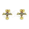 Gold Filled Ring — Stud Earring with Multicolor Micro Pave Polished 02. — alternate product view — SKU 146897 | Oro Laminado anillo — Stud Earring with Multicolor Micro Pave pulido 02. — SKU 146897