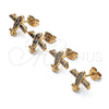 Oro Laminado Stud Earring, Gold Filled Style with Multicolor Micro Pave, Polished, Golden Finish, 02.342.0181.1