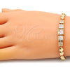 Oro Laminado Fancy Bracelet, Gold Filled Style with White Cubic Zirconia, Polished, Golden Finish, 03.283.0089.07 (06 MM Thickness, 7 Inches Length)