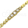 Oro Laminado Fancy Bracelet, Gold Filled Style with White Cubic Zirconia, Polished, Golden Finish, 03.283.0089.07 (06 MM Thickness, 7 Inches Length)