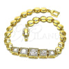 Oro Laminado Fancy Bracelet, Gold Filled Style with White Cubic Zirconia, Polished, Golden Finish, 03.283.0089.07 (06 MM Thickness, 7 Inches Length)
