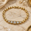 Oro Laminado Fancy Bracelet, Gold Filled Style with White Cubic Zirconia, Polished, Golden Finish, 03.283.0089.07 (06 MM Thickness, 7 Inches Length)