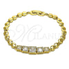 Oro Laminado Fancy Bracelet, Gold Filled Style with White Cubic Zirconia, Polished, Golden Finish, 03.283.0089.07 (06 MM Thickness, 7 Inches Length)