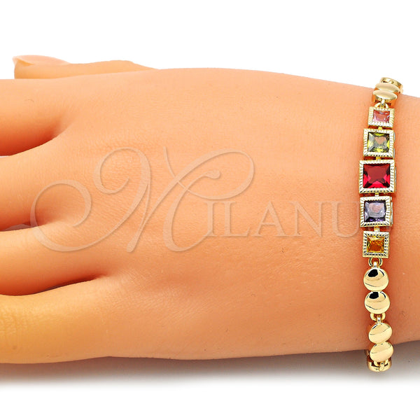 Gold Filled Bracelet — Fancy Bracelet with Multicolor Cubic Zirconia Polished 03. — alternate product view — SKU 146902 | Oro Laminado brazalete — elegante Bracelet with Multicolor Cubic Zirconia pulido 03. — SKU 146902