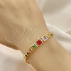 Oro Laminado Fancy Bracelet, Gold Filled Style with Multicolor Cubic Zirconia, Polished, Golden Finish, 03.283.0089.1.07 (06 MM Thickness, 7 Inches Length)