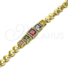 Oro Laminado Fancy Bracelet, Gold Filled Style with Multicolor Cubic Zirconia, Polished, Golden Finish, 03.283.0089.1.07 (06 MM Thickness, 7 Inches Length)