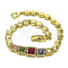 Oro Laminado Fancy Bracelet, Gold Filled Style with Multicolor Cubic Zirconia, Polished, Golden Finish, 03.283.0089.1.07 (06 MM Thickness, 7 Inches Length)