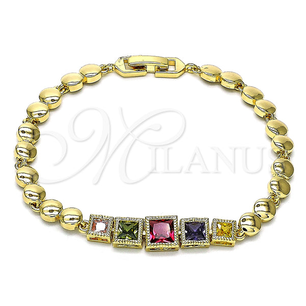 Gold Filled Bracelet — Fancy Bracelet with Multicolor Cubic Zirconia Polished 03. — main product view — SKU 146902 | Oro Laminado brazalete — elegante Bracelet with Multicolor Cubic Zirconia pulido 03. — SKU 146902