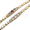 Oro Laminado Fancy Bracelet, Gold Filled Style with Multicolor Cubic Zirconia, Polished, Golden Finish, 03.283.0089.1.07 (06 MM Thickness, 7 Inches Length)