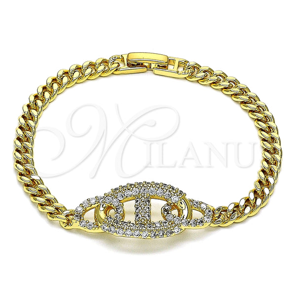 Gold Filled Bracelet — Fancy Bracelet with White Micro Pave Polished 03. — main product view — SKU 146903 | Oro Laminado brazalete — elegante Bracelet with blanco Micro Pave pulido 03. — SKU 146903