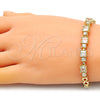 Oro Laminado Fancy Bracelet, Gold Filled Style with White Cubic Zirconia, Polished, Golden Finish, 03.283.0091.07 (05 MM Thickness, 7 Inches Length)