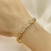 Oro Laminado Fancy Bracelet, Gold Filled Style with White Cubic Zirconia, Polished, Golden Finish, 03.283.0091.07 (05 MM Thickness, 7 Inches Length)