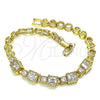 Oro Laminado Fancy Bracelet, Gold Filled Style with White Cubic Zirconia, Polished, Golden Finish, 03.283.0091.07 (05 MM Thickness, 7 Inches Length)