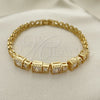 Oro Laminado Fancy Bracelet, Gold Filled Style with White Cubic Zirconia, Polished, Golden Finish, 03.283.0091.07 (05 MM Thickness, 7 Inches Length)