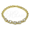 Oro Laminado Fancy Bracelet, Gold Filled Style with White Cubic Zirconia, Polished, Golden Finish, 03.283.0091.07 (05 MM Thickness, 7 Inches Length)