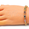 Oro Laminado Fancy Bracelet, Gold Filled Style with Multicolor Cubic Zirconia, Polished, Golden Finish, 03.283.0091.1.07 (05 MM Thickness, 7 Inches Length)