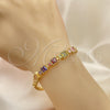 Oro Laminado Fancy Bracelet, Gold Filled Style with Multicolor Cubic Zirconia, Polished, Golden Finish, 03.283.0091.1.07 (05 MM Thickness, 7 Inches Length)