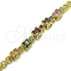Oro Laminado Fancy Bracelet, Gold Filled Style with Multicolor Cubic Zirconia, Polished, Golden Finish, 03.283.0091.1.07 (05 MM Thickness, 7 Inches Length)