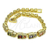 Oro Laminado Fancy Bracelet, Gold Filled Style with Multicolor Cubic Zirconia, Polished, Golden Finish, 03.283.0091.1.07 (05 MM Thickness, 7 Inches Length)