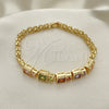 Oro Laminado Fancy Bracelet, Gold Filled Style with Multicolor Cubic Zirconia, Polished, Golden Finish, 03.283.0091.1.07 (05 MM Thickness, 7 Inches Length)