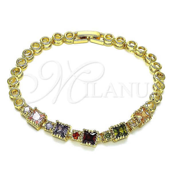 Gold Filled Bracelet — Fancy Bracelet with Multicolor Cubic Zirconia Polished 03. — main product view — SKU 146905 | Oro Laminado brazalete — elegante Bracelet with Multicolor Cubic Zirconia pulido 03. — SKU 146905
