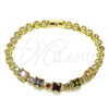 Oro Laminado Fancy Bracelet, Gold Filled Style with Multicolor Cubic Zirconia, Polished, Golden Finish, 03.283.0091.1.07 (05 MM Thickness, 7 Inches Length)