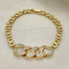 Oro Laminado Fancy Bracelet, Gold Filled Style with White Micro Pave, Polished, Golden Finish, 03.283.0092.07