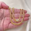 Oro Laminado Basic Necklace, Gold Filled Style Miami Cuban Design, with White Micro Pave, Polished, Golden Finish, 04.156.0465.24 (160 Gauge, 06 MM Thickness, 24 Inches Length)