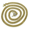 Oro Laminado Basic Necklace, Gold Filled Style Miami Cuban Design, with White Micro Pave, Polished, Golden Finish, 04.156.0465.24 (160 Gauge, 06 MM Thickness, 24 Inches Length)