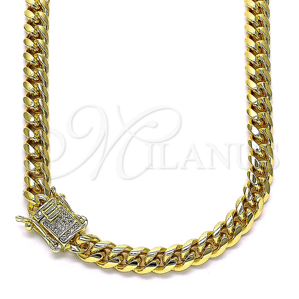 Gold Filled Necklace — Basic Necklace Miami Cuban Design with White Micro — main product view — SKU 146915 | Oro Laminado collar — básico Necklace Miami Cuban diseño with blanco Micro — SKU 146915
