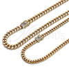 Oro Laminado Basic Necklace, Gold Filled Style Miami Cuban Design, with White Micro Pave, Polished, Golden Finish, 04.156.0465.24 (160 Gauge, 06 MM Thickness, 24 Inches Length)