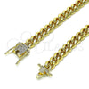 Oro Laminado Basic Anklet, Gold Filled Style Miami Cuban Design, with White Micro Pave, Polished, Golden Finish, 04.156.0465.10 (160 Gauge, 06 MM Thickness, 10 Inches Length)