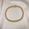 Oro Laminado Basic Anklet, Gold Filled Style Miami Cuban Design, with White Micro Pave, Polished, Golden Finish, 04.156.0465.10 (160 Gauge, 06 MM Thickness, 10 Inches Length)