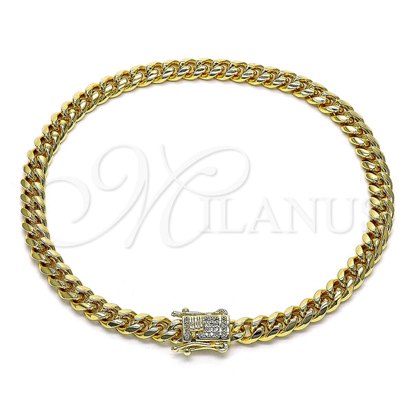 Gold Filled Anklet — Basic Anklet Miami Cuban Design with White Micro — main product view — SKU 146916 | Oro Laminado tobillera — básico Anklet Miami Cuban diseño with blanco Micro — SKU 146916