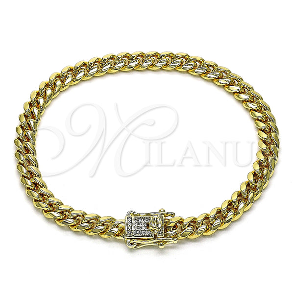Gold Filled Bracelet — Basic Bracelet Miami Cuban Design with White Micro — main product view — SKU 146917 | Oro Laminado brazalete — básico Bracelet Miami Cuban diseño with blanco Micro — SKU 146917