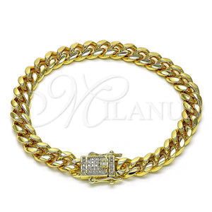 Gold Filled Bracelet — Basic Bracelet Miami Cuban Design with White Micro — main product view — SKU 146918 | Oro Laminado brazalete — básico Bracelet Miami Cuban diseño with blanco Micro — SKU 146918