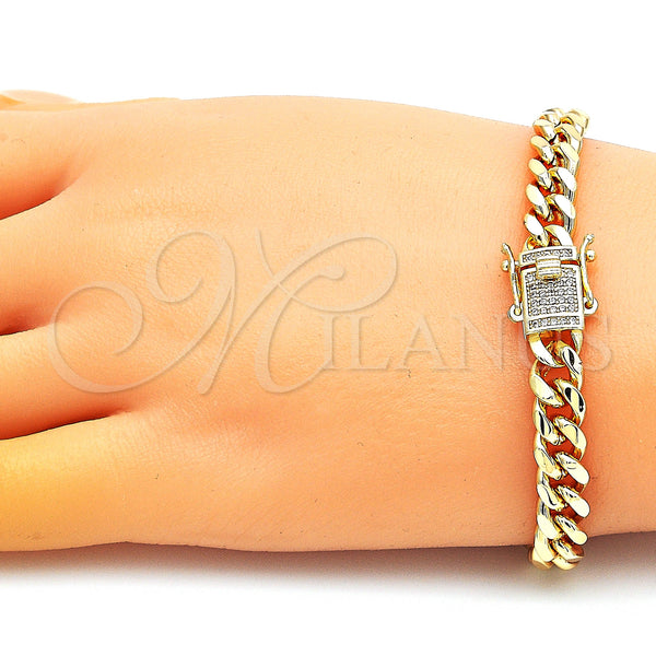Gold Filled Bracelet — Basic Bracelet Miami Cuban Design with White Micro — alternate product view — SKU 146919 | Oro Laminado brazalete — básico Bracelet Miami Cuban diseño with blanco Micro — SKU 146919