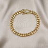 Oro Laminado Basic Bracelet, Gold Filled Style Miami Cuban Design, with White Micro Pave, Polished, Golden Finish, 04.156.0466.08 (200 Gauge, 07 MM Thickness, 8 Inches Length)