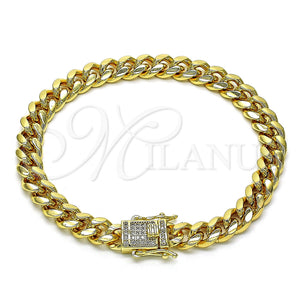 Gold Filled Bracelet — Basic Bracelet Miami Cuban Design with White Micro — main product view — SKU 146919 | Oro Laminado brazalete — básico Bracelet Miami Cuban diseño with blanco Micro — SKU 146919