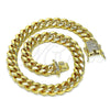 Oro Laminado Basic Anklet, Gold Filled Style Miami Cuban Design, with White Micro Pave, Polished, Golden Finish, 04.156.0466.10 (200 Gauge, 07 MM Thickness, 10 Inches Length)