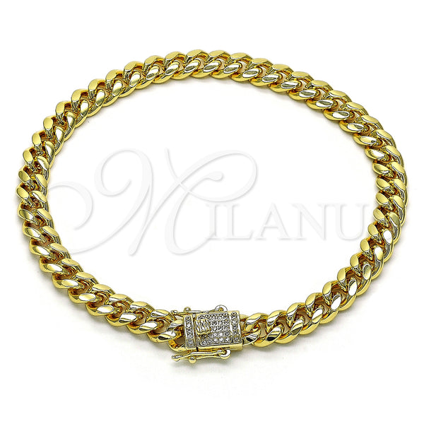 Gold Filled Anklet — Basic Anklet Miami Cuban Design with White Micro — main product view — SKU 146920 | Oro Laminado tobillera — básico Anklet Miami Cuban diseño with blanco Micro — SKU 146920