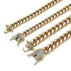 Oro Laminado Basic Anklet, Gold Filled Style Miami Cuban Design, with White Micro Pave, Polished, Golden Finish, 04.156.0466.10 (200 Gauge, 07 MM Thickness, 10 Inches Length)