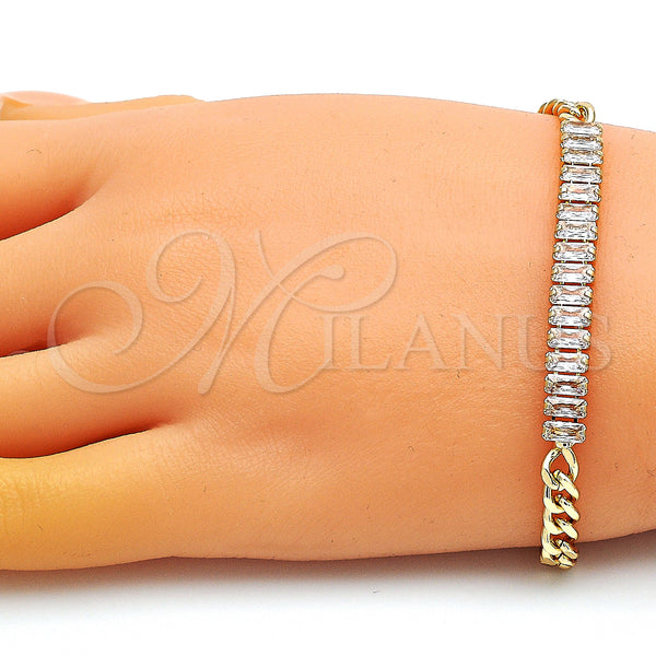 Gold Filled Bracelet — Fancy Bracelet Baguette Design with White Cubic Zirconia — alternate product view — SKU 146923 | Oro Laminado brazalete — elegante Bracelet Baguette diseño with blanco Cubic Zirconia — SKU 146923