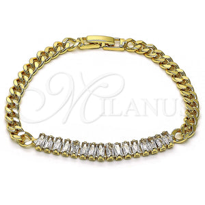 Gold Filled Bracelet — Fancy Bracelet Baguette Design with White Cubic Zirconia — main product view — SKU 146923 | Oro Laminado brazalete — elegante Bracelet Baguette diseño with blanco Cubic Zirconia — SKU 146923