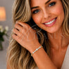 Oro Laminado Fancy Bracelet, Gold Filled Style Heart Design, with White Cubic Zirconia, Polished, Golden Finish, 03.283.0094.07 (05 MM Thickness, 7 Inches Length)