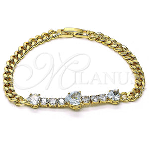 Gold Filled Bracelet — Fancy Bracelet Heart Design with White Cubic Zirconia — main product view — SKU 146924 | Oro Laminado brazalete — elegante Bracelet corazón diseño with blanco Cubic Zirconia — SKU 146924