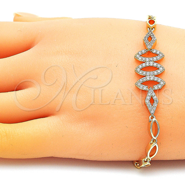 Gold Filled Bracelet — Fancy Bracelet with White Micro Pave Polished 03. — alternate product view — SKU 146926 | Oro Laminado brazalete — elegante Bracelet with blanco Micro Pave pulido 03. — SKU 146926