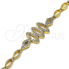 Oro Laminado Fancy Bracelet, Gold Filled Style with White Micro Pave, Polished, Golden Finish, 03.283.0096.07 (05 MM Thickness, 7 Inches Length)